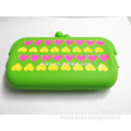 newest fill color debossed loving heart pattern rectangle shape silicone coin purse